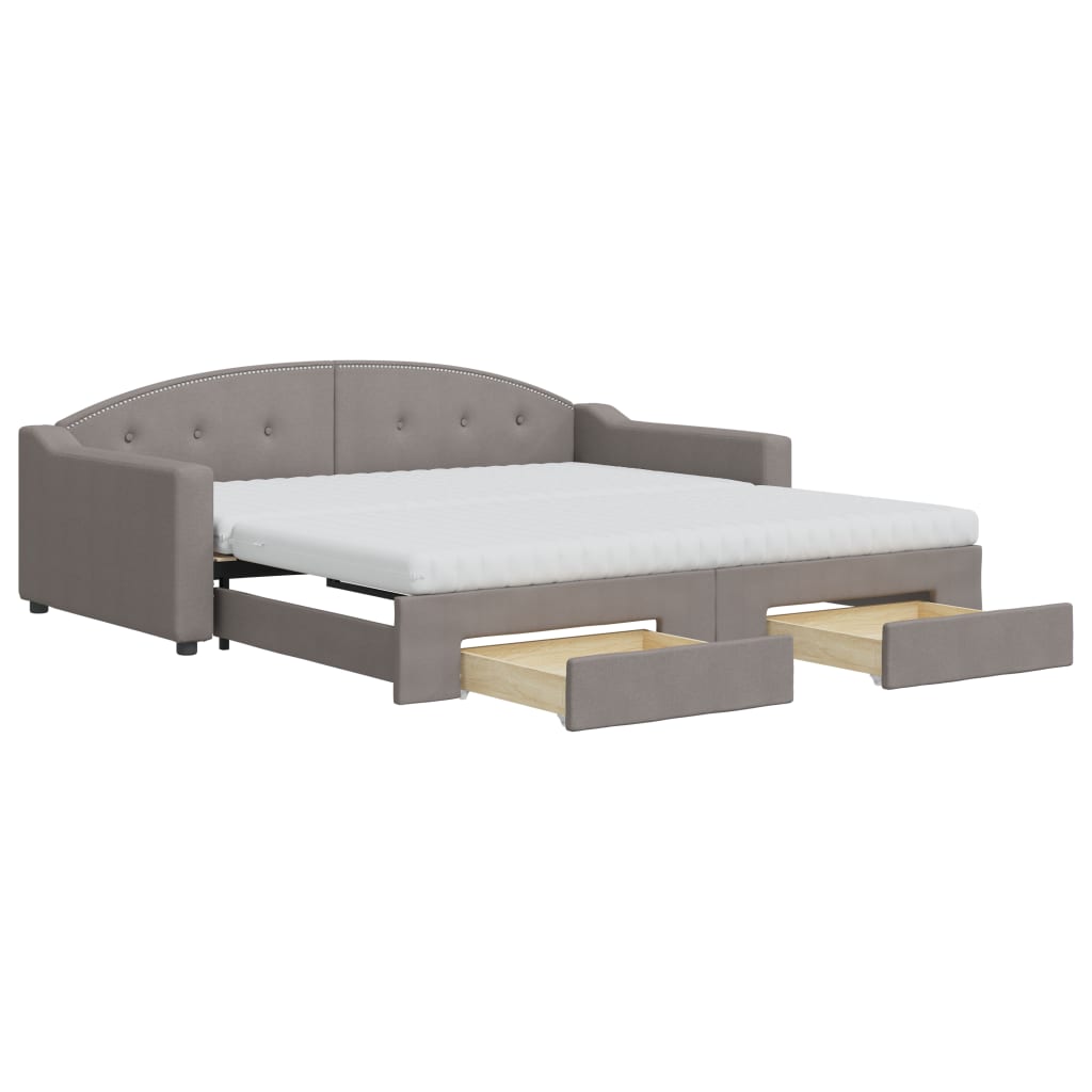 Καναπές Κρεβάτι Συρόμενος Taupe 100x200εκ. Υφασμάτινος Συρτάρια