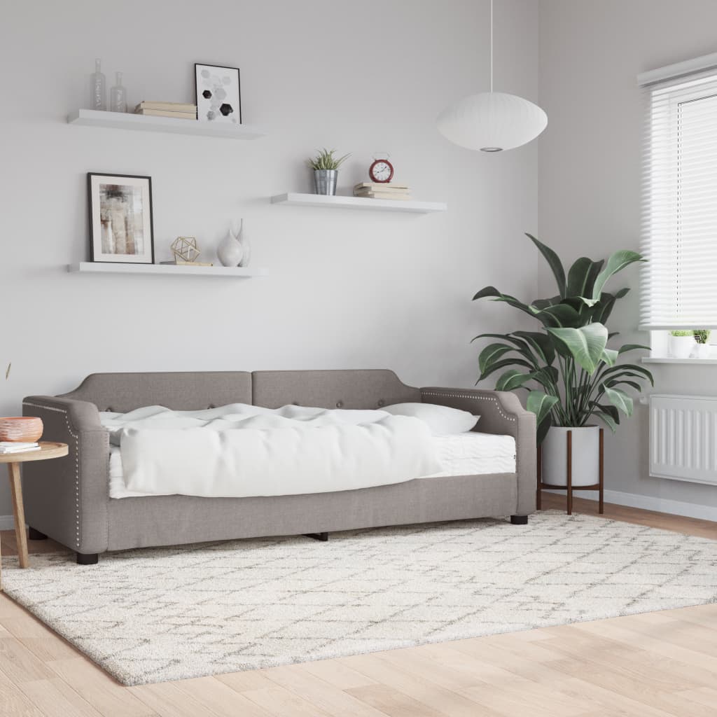 Καναπές Κρεβάτι με Στρώμα Taupe 90 x 200 εκ. Υφασμάτινο