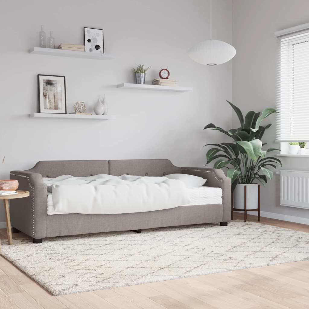 Καναπές Κρεβάτι με Στρώμα Taupe 100 x 200 εκ. Υφασμάτινο