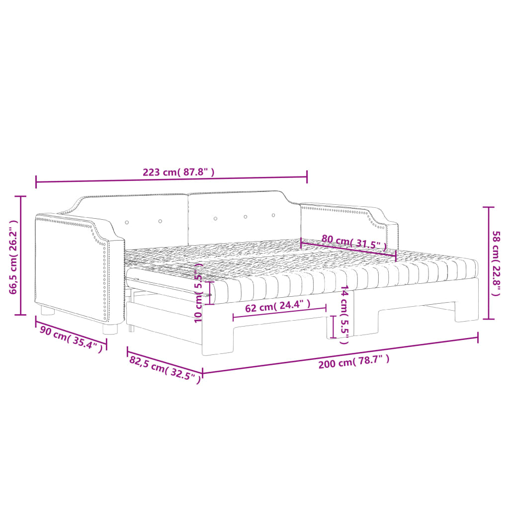 Καναπές Κρεβάτι Συρόμενος Ανοιχτό γκρι 80x200εκ Ύφασμα Στρώματα