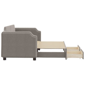 Καναπές Κρεβάτι Συρόμενος Taupe 80x200 εκ. Υφασμάτινος Συρτάρια