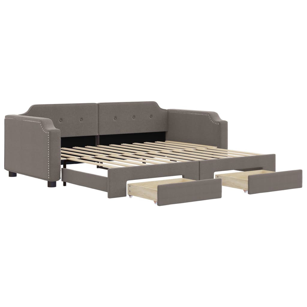 Καναπές Κρεβάτι Συρόμενος Taupe 90x200 εκ. Ύφασμα & Συρτάρια