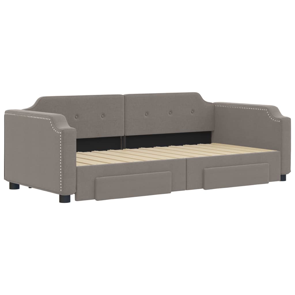 Καναπές Κρεβάτι Συρόμενος Taupe 90x200 εκ. Ύφασμα & Συρτάρια