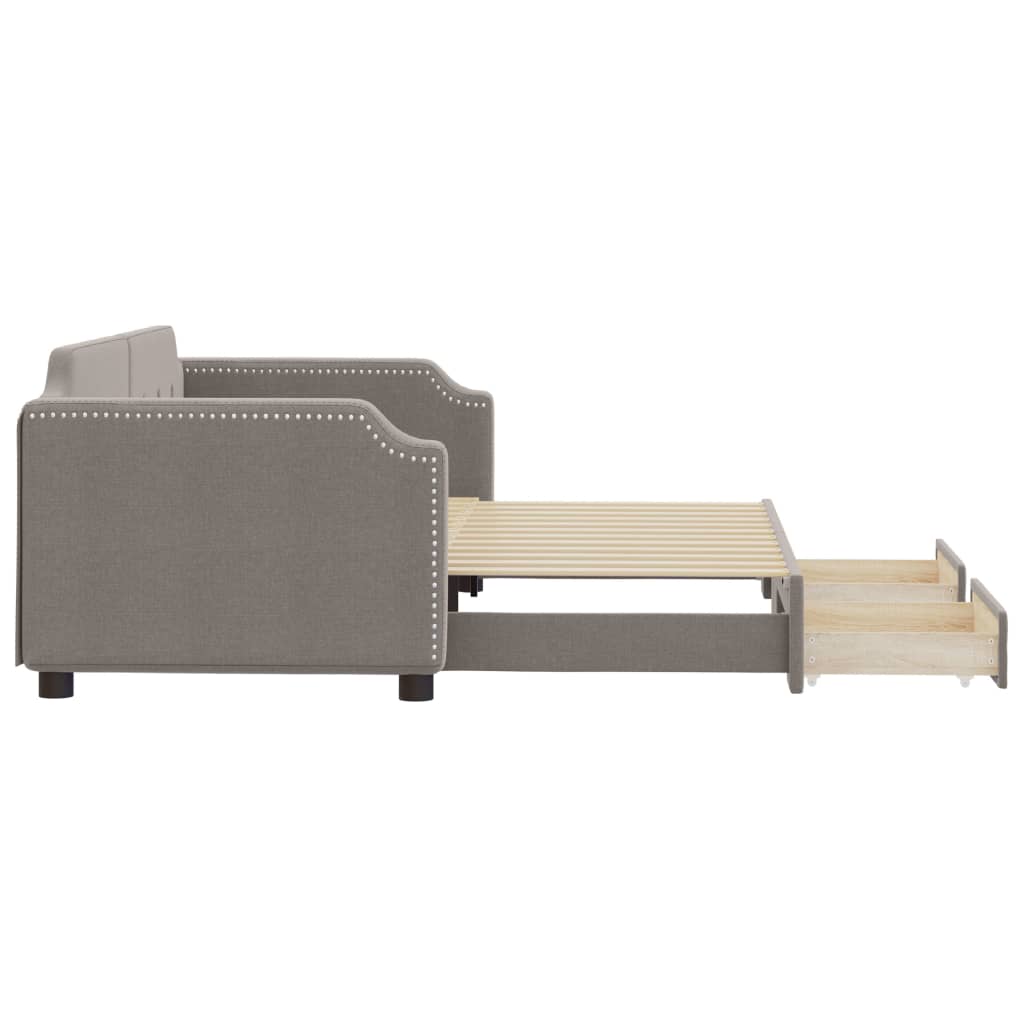 Καναπές Κρεβάτι Συρόμενος Taupe 90x200 εκ. Ύφασμα & Συρτάρια