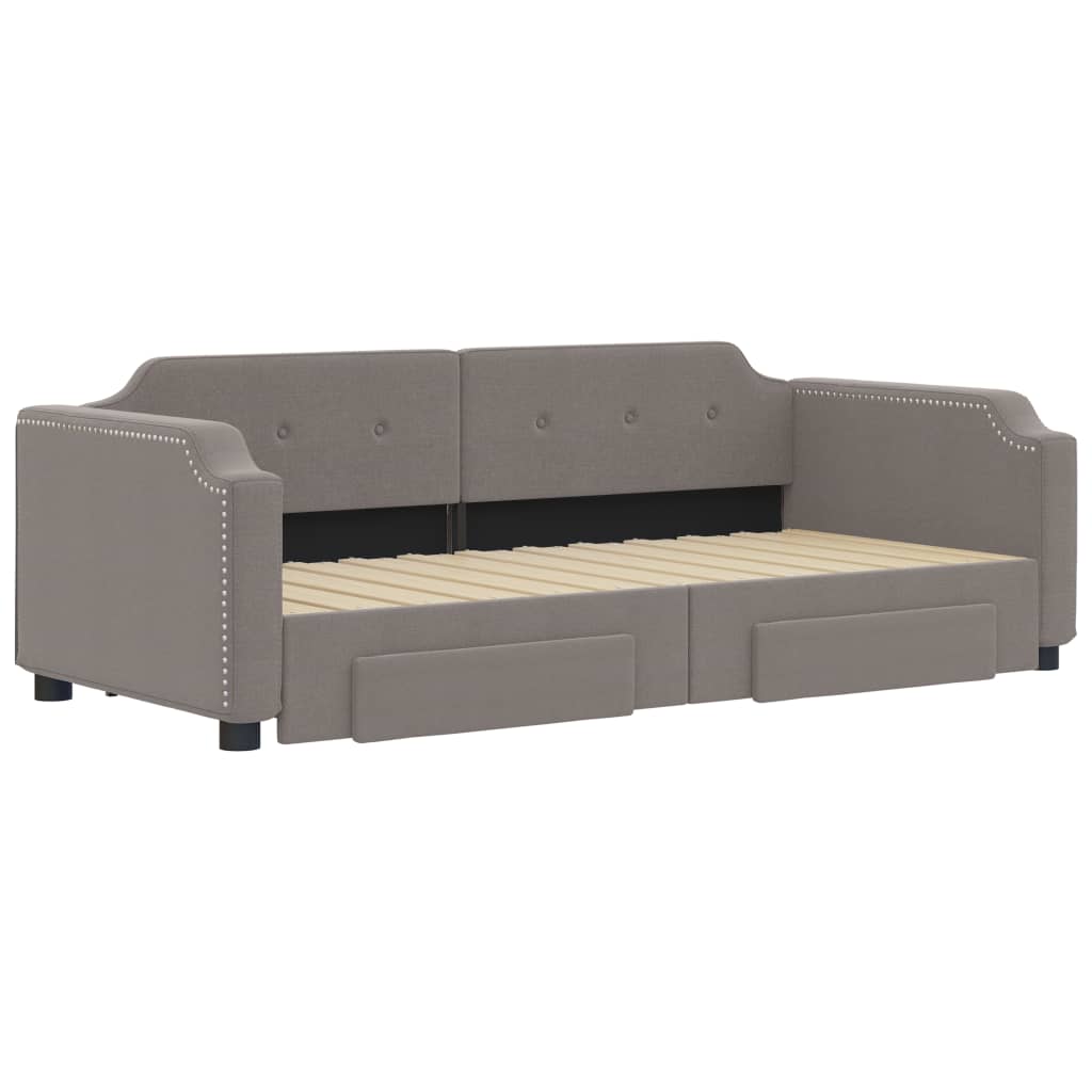 Καναπές Κρεβάτι Συρόμενος Taupe 100x200εκ. Υφασμάτινος Συρτάρια