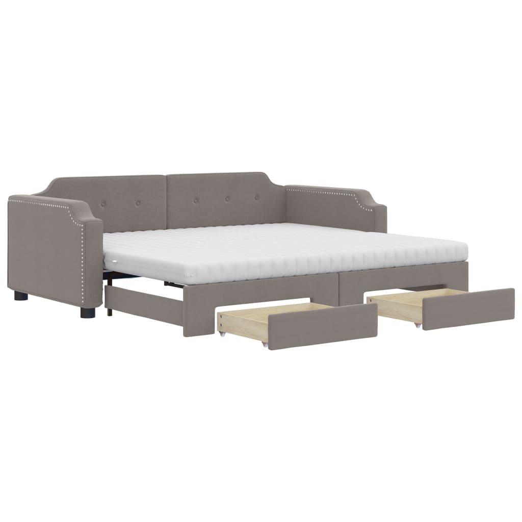 Καναπές Κρεβάτι Συρόμενος Taupe 80x200 εκ. Υφασμάτινος Συρτάρια