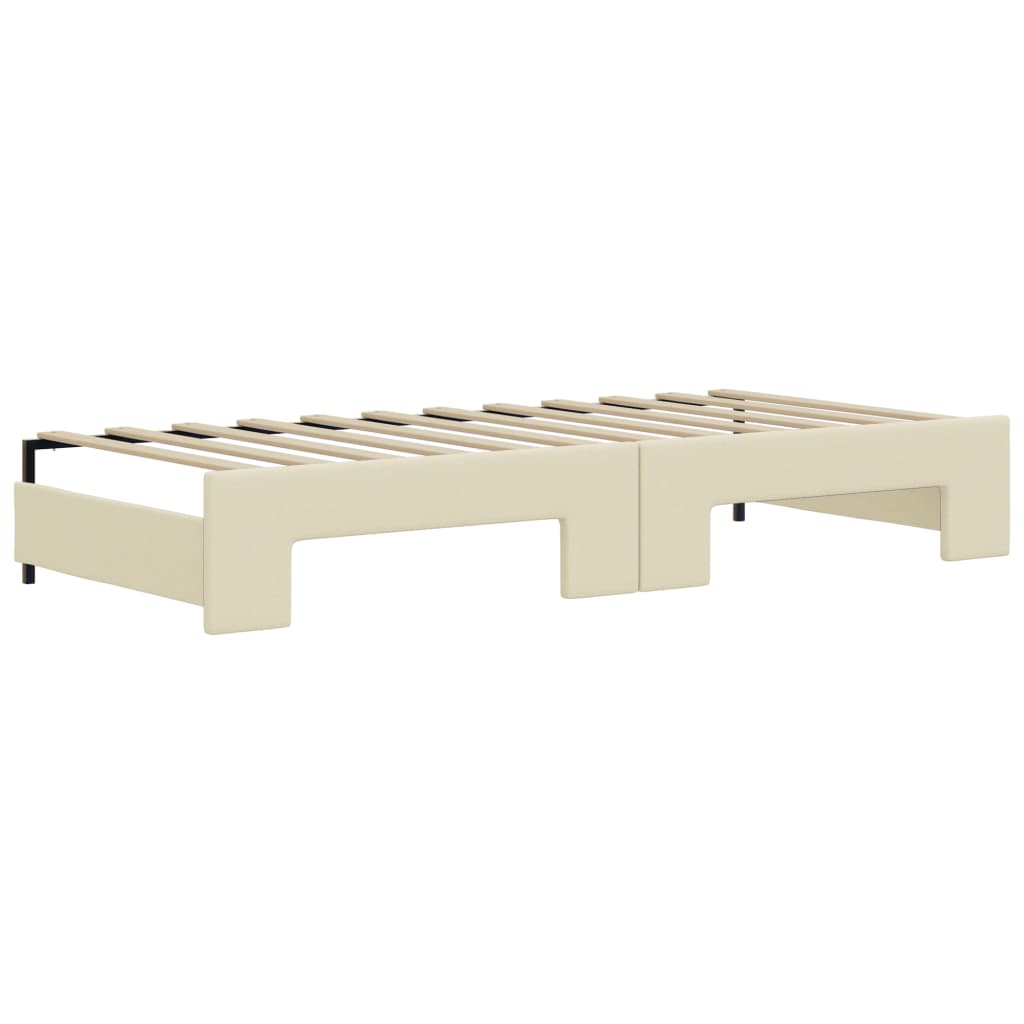 Καναπές Κρεβάτι Συρόμενος Κρεμ 90x200 εκ. Συνθ. Δέρμα/Στρώματα