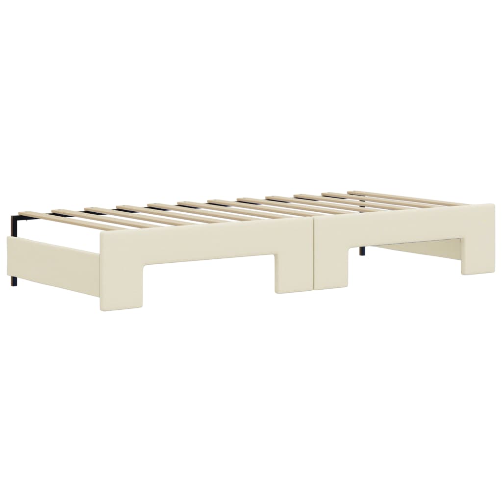 Καναπές Κρεβάτι Συρόμενος Κρεμ 90x200 εκ. Συνθ. Δέρμα/Συρτάρια