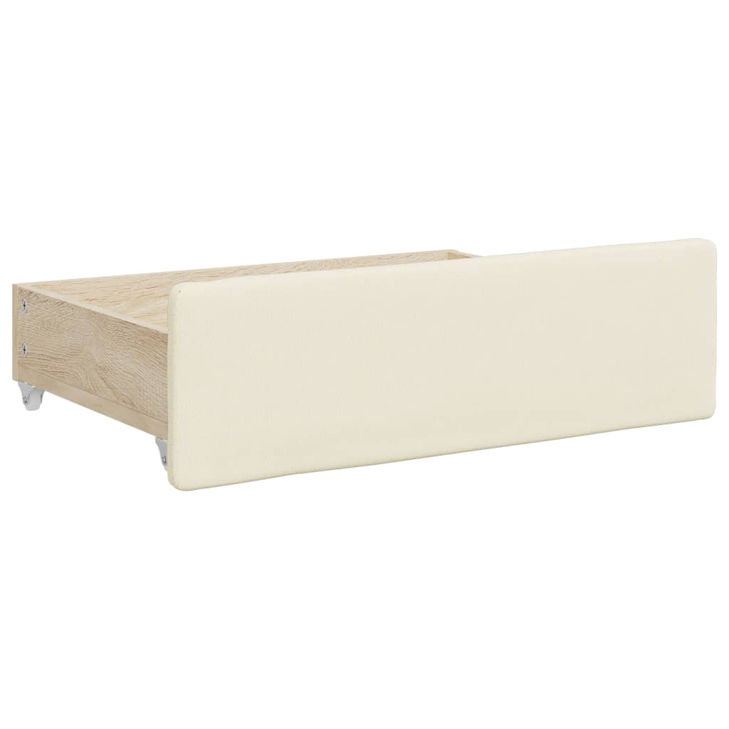 Καναπές Κρεβάτι Συρόμενος Κρεμ 90x200 εκ. Συνθ. Δέρμα/Συρτάρια