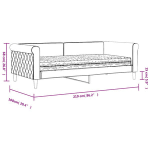 Κρεβάτι ημέρας με στρώμα σκούρο γκρι 90x190 cm Βελούδο