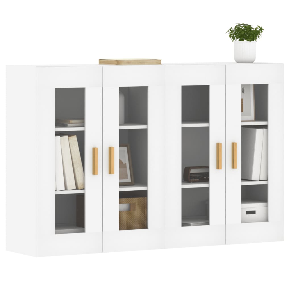 Ντουλάπια Επιτοίχια 2 τεμ. Λευκά από Επεξεργασμένο Ξύλο