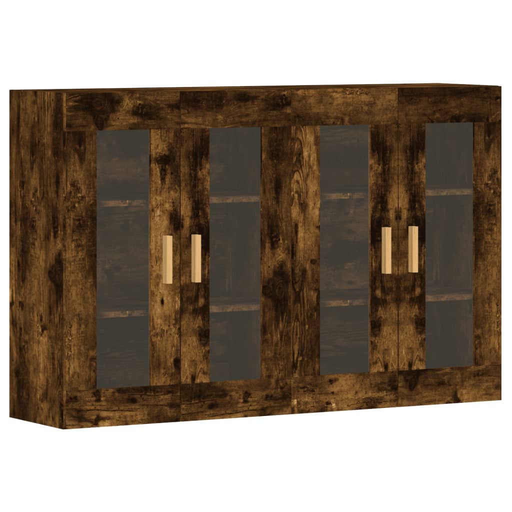 Ντουλάπια Τοίχου 2 τεμ. Καπνιστή Δρυς από Επεξεργασμένο Ξύλο