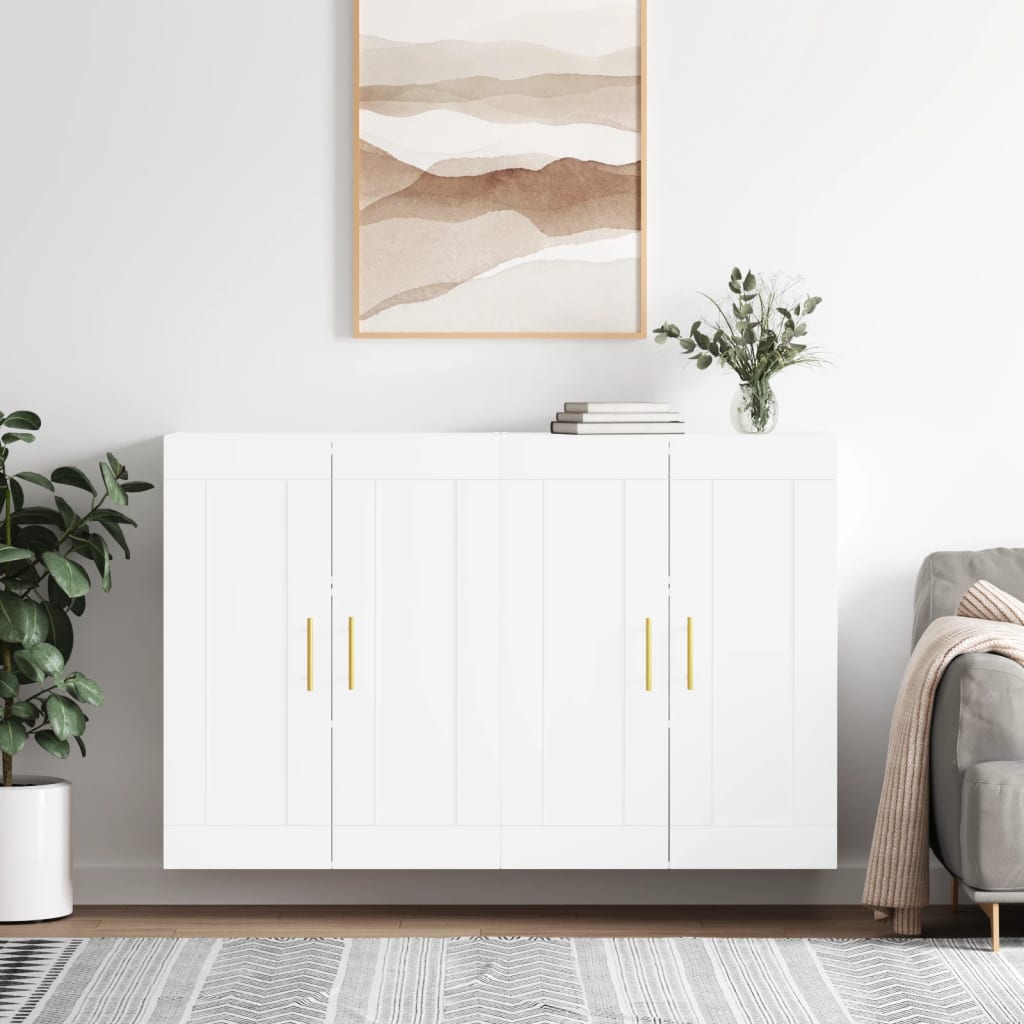 Ντουλάπια Επιτοίχια 2 τεμ. Λευκά από Επεξεργασμένο Ξύλο