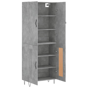 Ντουλάπι Γκρι Σκυροδέματος 69,5x34x180 εκ. Επεξεργασμένο Ξύλο