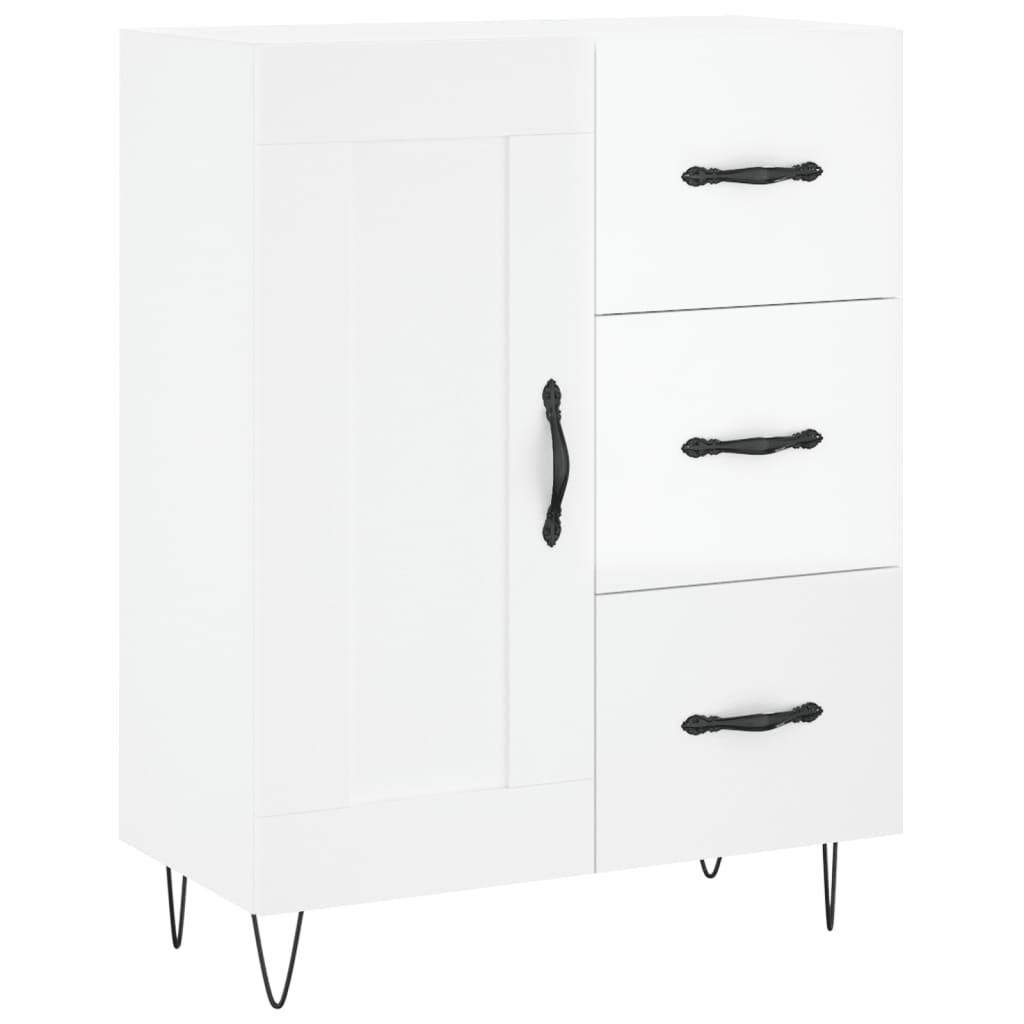 Ντουλάπι Γυαλιστερό Λευκό 69,5x34x180 εκ. Επεξεργασμένο Ξύλο