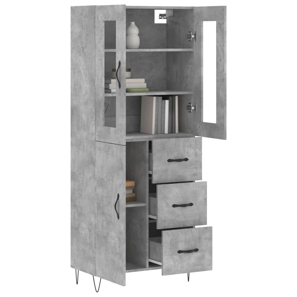 Ντουλάπι Γκρι Σκυροδέματος 69,5x34x180 εκ. Επεξεργασμένο Ξύλο