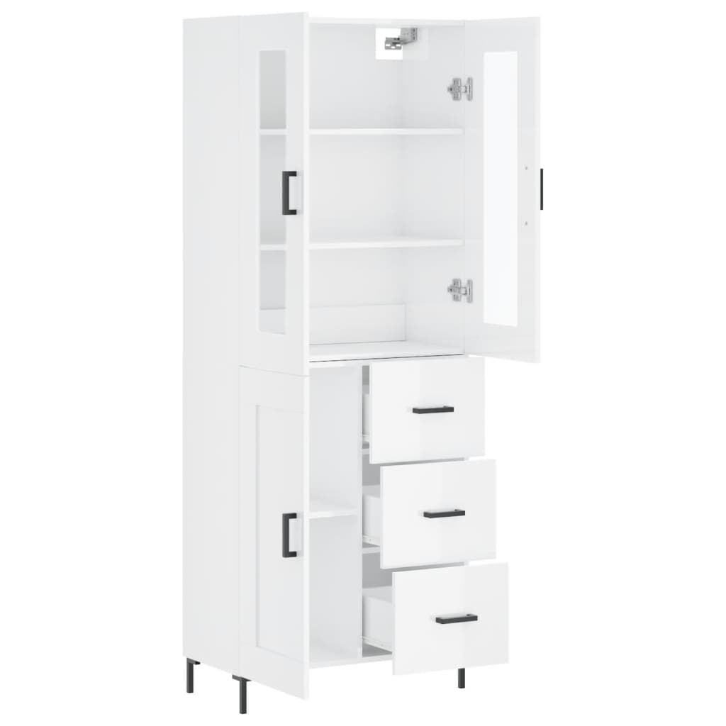 Ντουλάπι Γυαλιστερό Λευκό 69,5x34x180 εκ. Επεξεργασμένο Ξύλο - Pakobazaar
