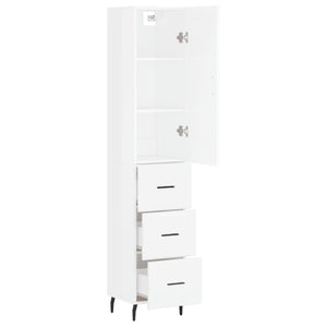 Ντουλάπι Γυαλ. Λευκό 34,5 x 34 x 180 εκ. από Επεξεργασμένο Ξύλο