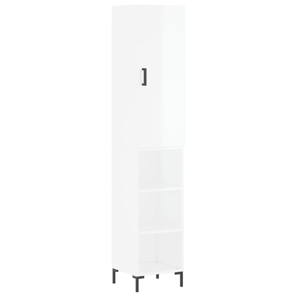 Ντουλάπι Γυαλ. Λευκό 34,5 x 34 x 180 εκ. από Επεξεργασμένο Ξύλο