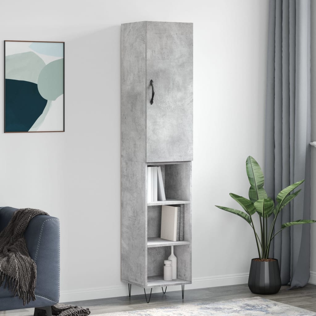 Ντουλάπι Γκρι Σκυροδέματος 34,5x34x180 εκ. Επεξεργασμένο Ξύλο
