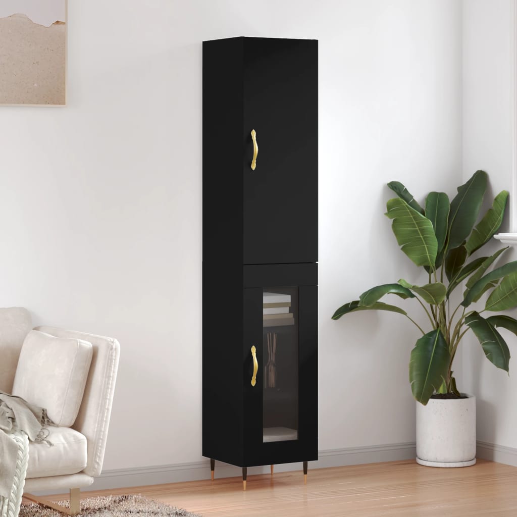 Ντουλάπι Μαύρο 34,5 x 34 x 180 εκ. από Επεξεργασμένο Ξύλο - Pakobazaar