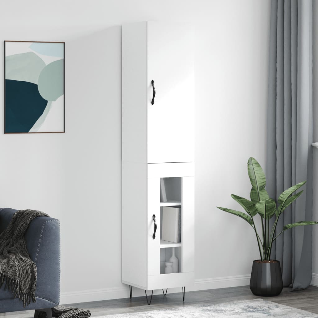Ντουλάπι Λευκό 34,5 x 34 x 180 εκ. από Επεξεργασμένο Ξύλο