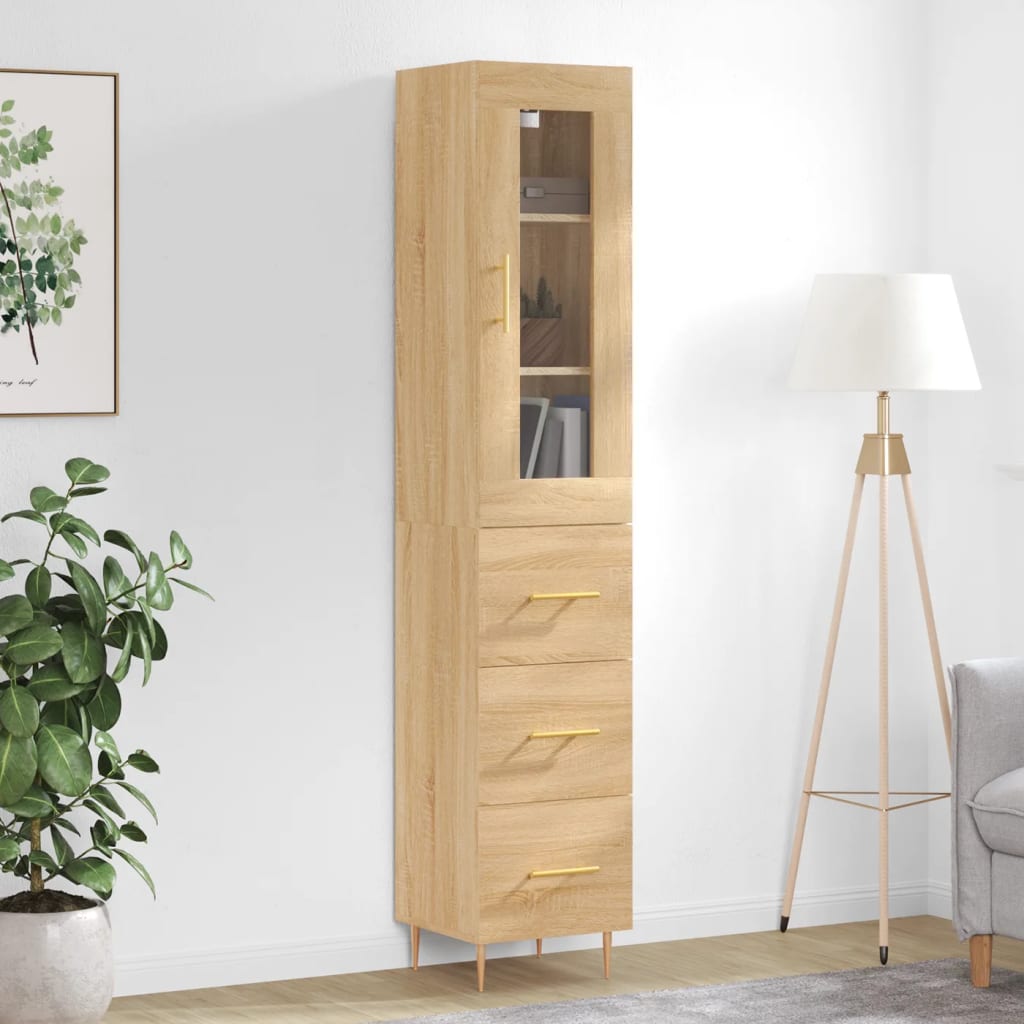 Μπουφές Sonoma δρυς 34,5 x 34 x 180 εκ. από Επεξεργασμένο Ξύλο - Pakobazaar