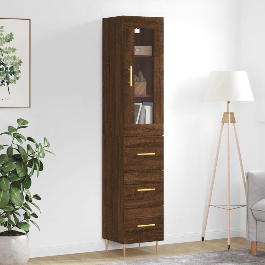 Ντουλάπι Καφέ Δρυς 34,5 x 34 x 180 εκ. από Επεξεργασμένο Ξύλο