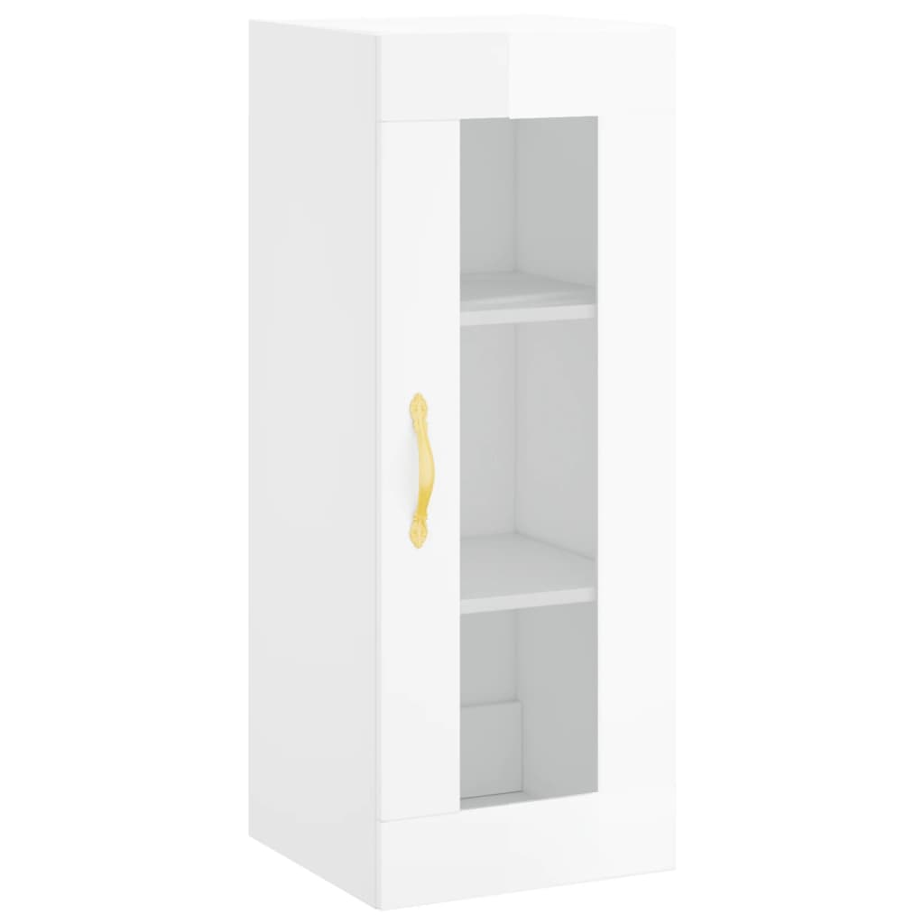 Ντουλάπι Γυαλ. Λευκό 34,5 x 34 x 180 εκ. από Επεξεργασμένο Ξύλο