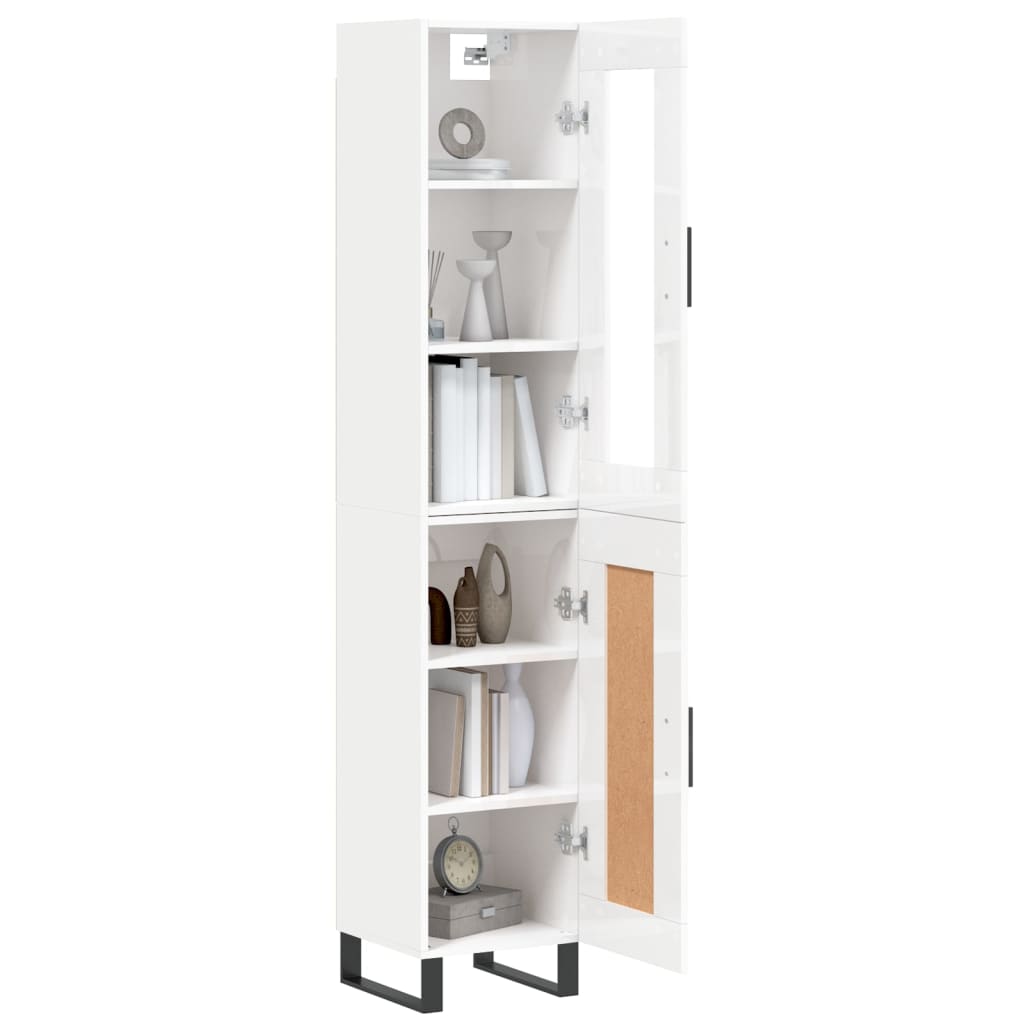 Ντουλάπι Γυαλ. Λευκό 34,5 x 34 x 180 εκ. από Επεξεργασμένο Ξύλο
