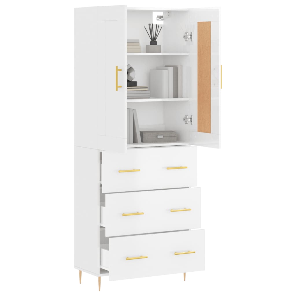 Ντουλάπι Γυαλιστερό Λευκό 69,5x34x180 εκ. Επεξεργασμένο Ξύλο - Pakobazaar