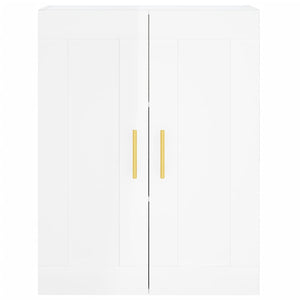 Ντουλάπι Γυαλιστερό Λευκό 69,5x34x180 εκ. Επεξεργασμένο Ξύλο