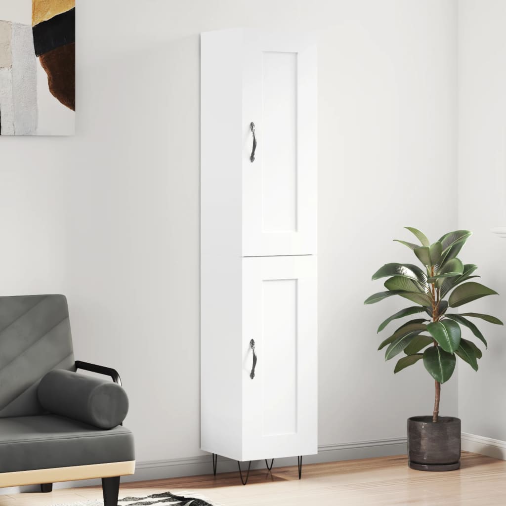 Ντουλάπι Λευκό 34,5 x 34 x 180 εκ. από Επεξεργασμένο Ξύλο