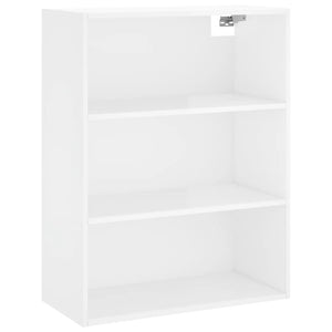 Ντουλάπι Γυαλιστερό Λευκό 69,5x34x180 εκ. Επεξεργασμένο Ξύλο