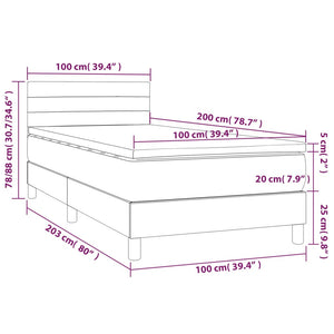 Κρεβάτι Boxspring με Στρώμα Μαύρο 100x200 εκ. Βελούδινο