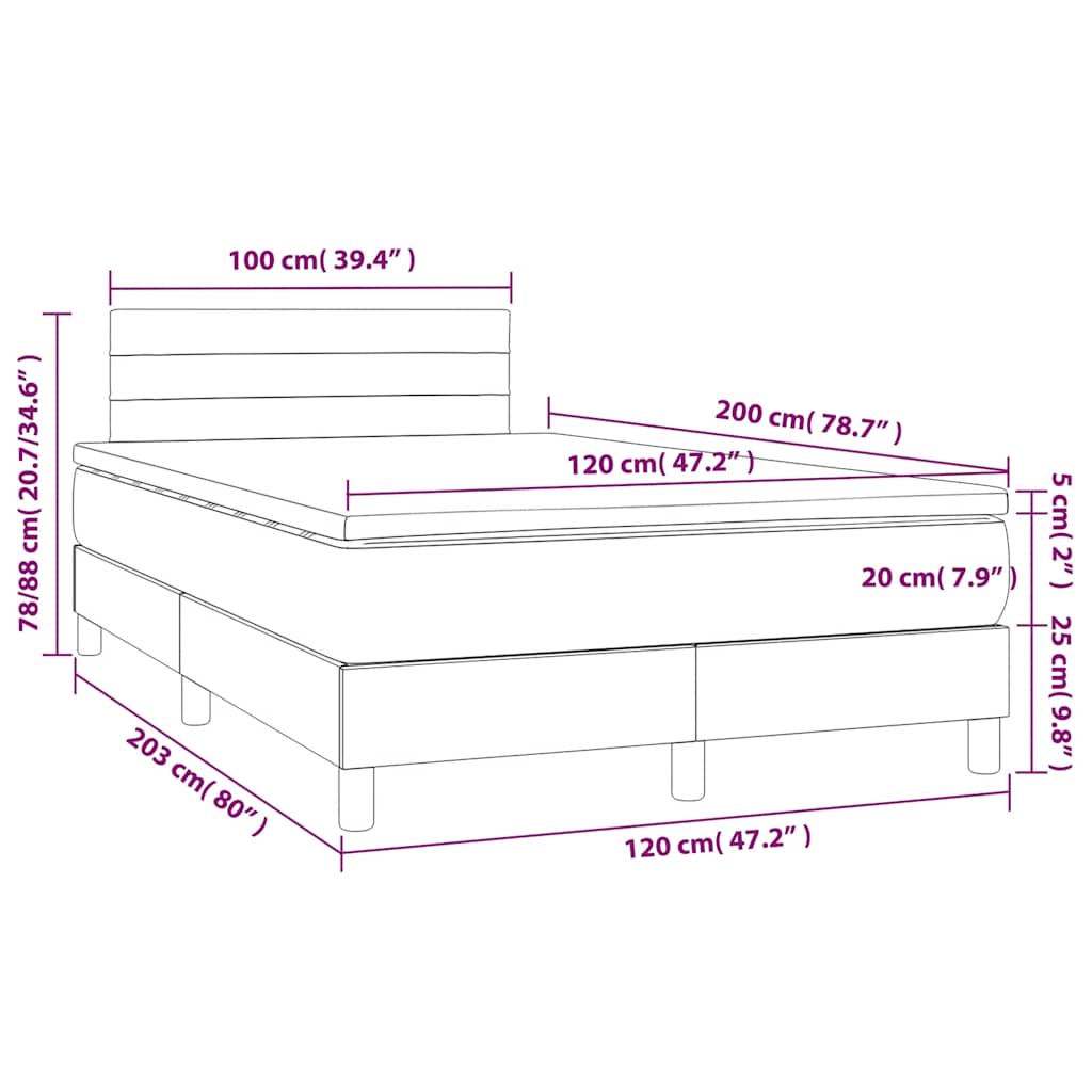 Κρεβάτι Boxspring με Στρώμα Σκούρο Πράσινο 120x200εκ. Βελούδινο