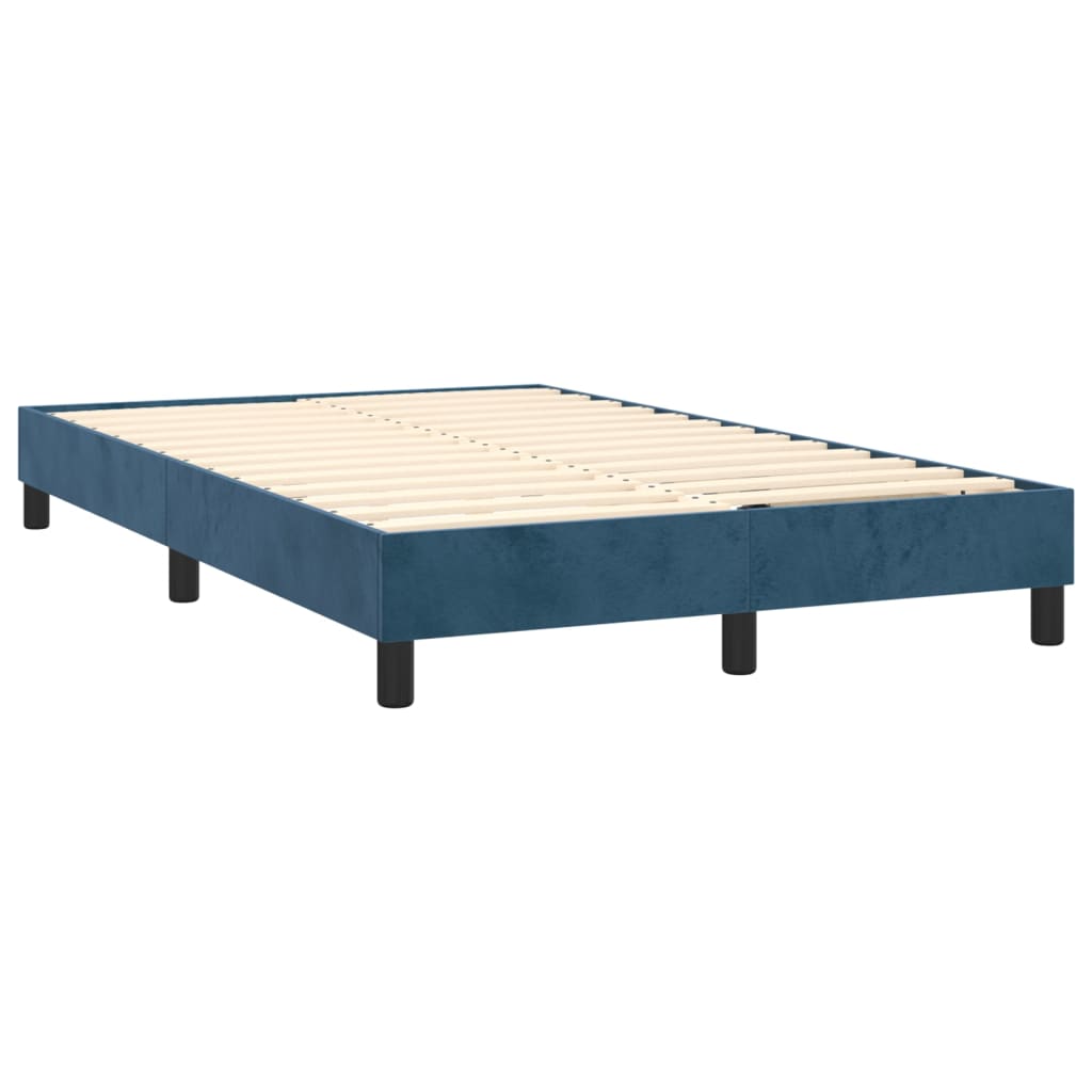Κρεβάτι Boxspring με Στρώμα Σκούρο Μπλε 120x200 εκ. Βελούδινο