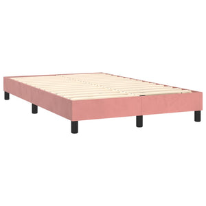 Κρεβάτι Boxspring με Στρώμα Ροζ 120x200 εκ. Βελούδινο