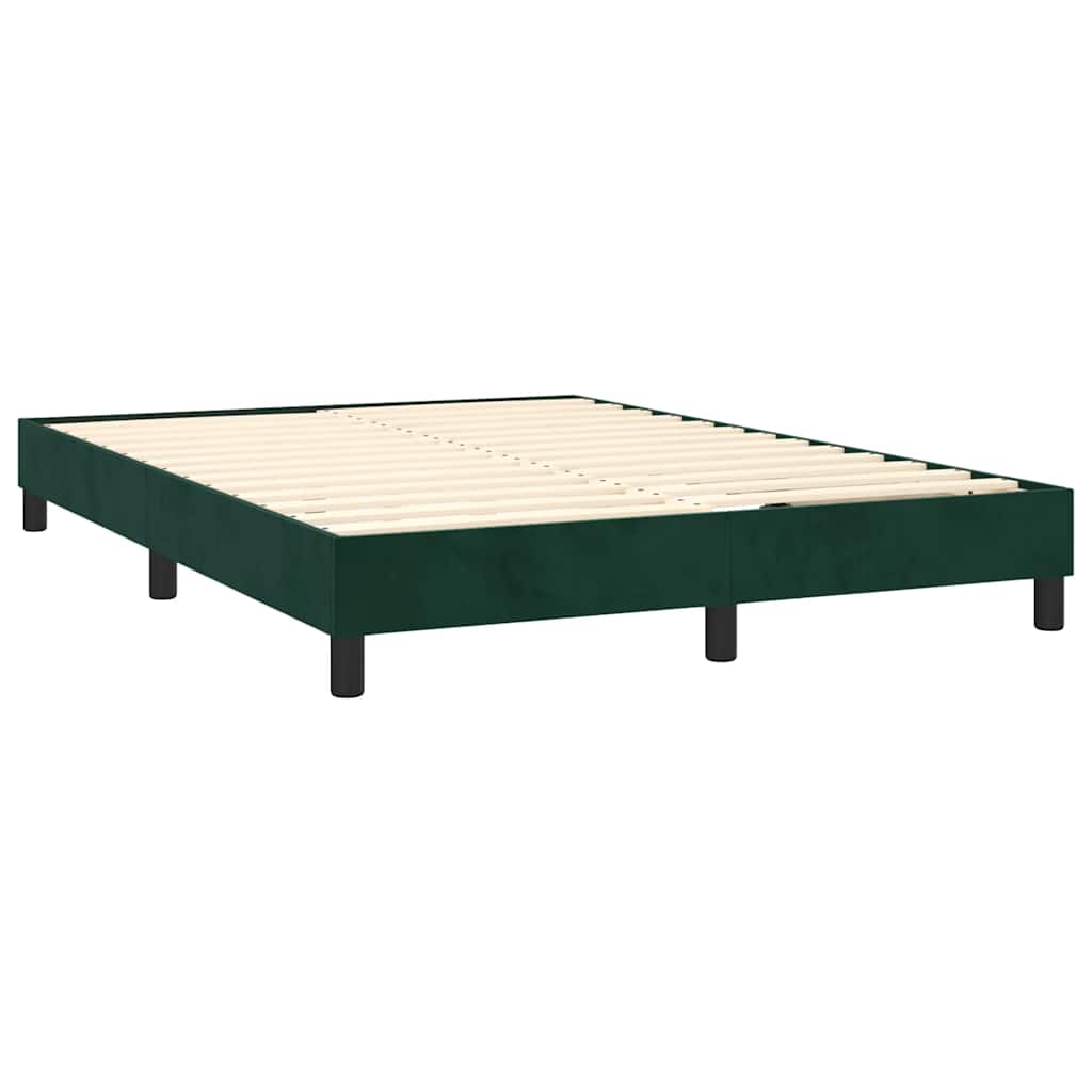 Κρεβάτι Boxspring με Στρώμα Σκούρο Πράσινο 140x190εκ. Βελούδινο