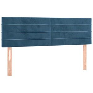 Κρεβάτι Boxspring με Στρώμα Σκούρο Μπλε 140x200 εκ. Βελούδινο - Pakobazaar