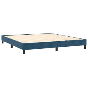 Κρεβάτι Boxspring με Στρώμα Σκούρο Μπλε 160x200 εκ. Βελούδινο