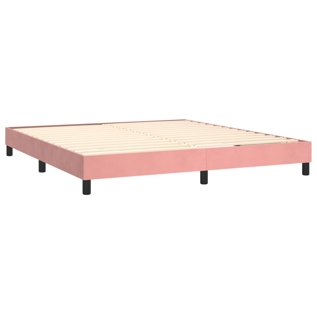 Κρεβάτι Boxspring με Στρώμα Ροζ 160x200 εκ. Βελούδινο