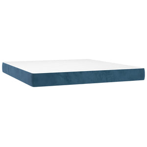 Κρεβάτι Boxspring με Στρώμα Σκούρο Μπλε 180x200 εκ. Βελούδινο