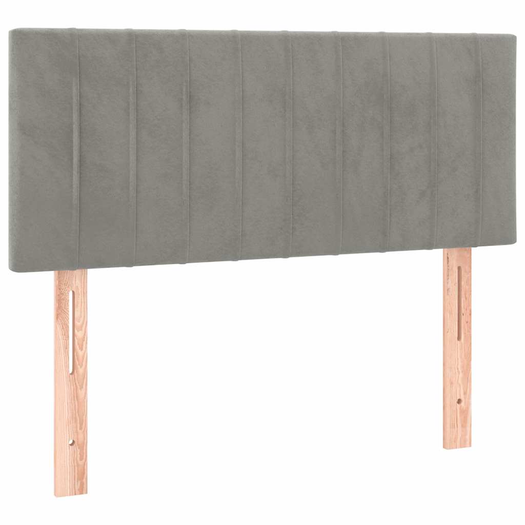 Κρεβάτι Boxspring με Στρώμα Ανοιχτό Γκρι 80x200 εκ. Βελούδινο