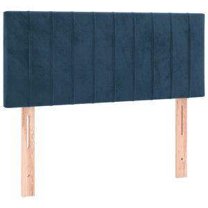 Κρεβάτι Boxspring με Στρώμα Σκούρο Μπλε 90x190 εκ. Βελούδινο