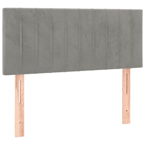 Κρεβάτι Boxspring με Στρώμα Ανοιχτό Γκρι 90x200 εκ. Βελούδινο - Pakobazaar