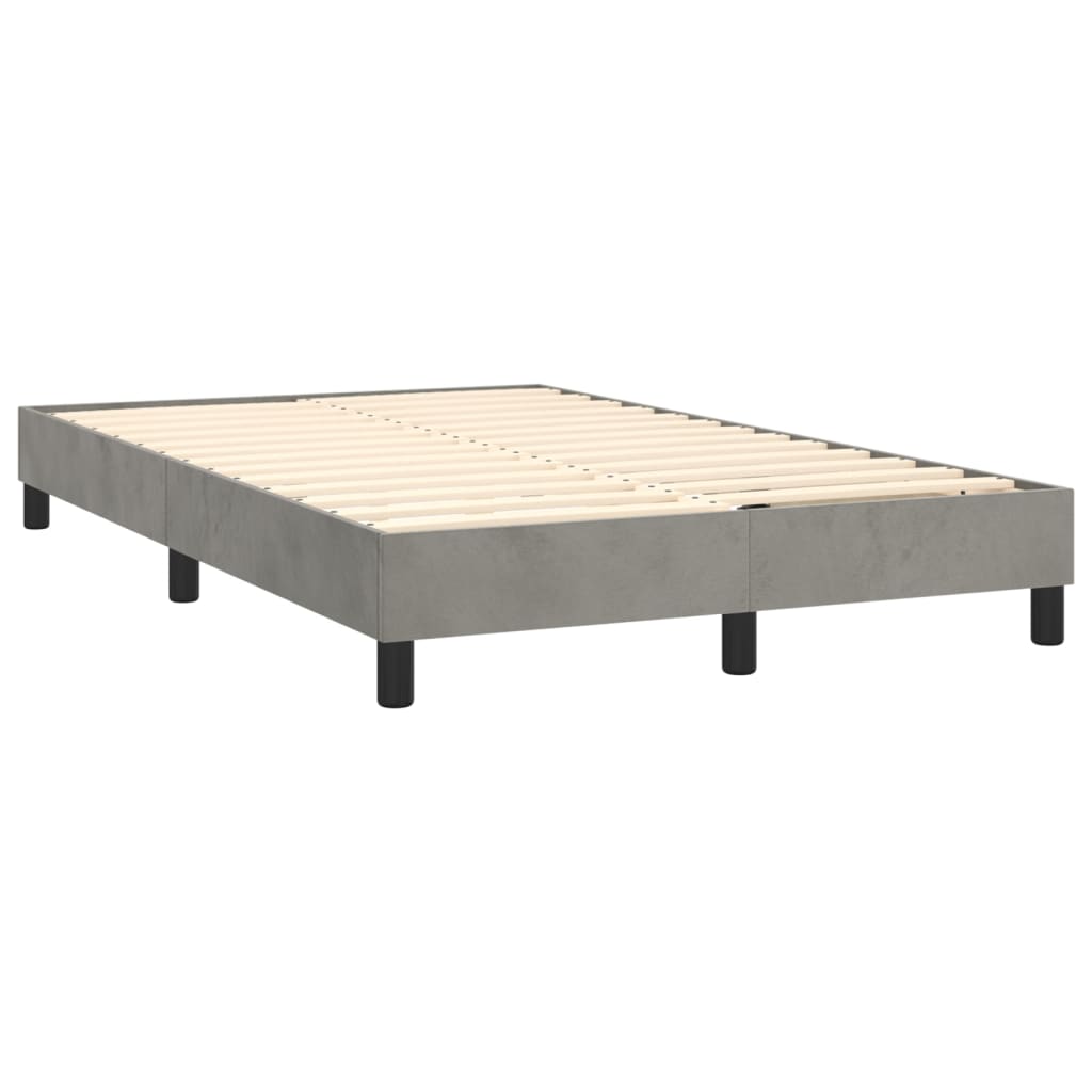 Κρεβάτι Boxspring με Στρώμα Ανοιχτό Γκρι 120x200 εκ. Βελούδινο