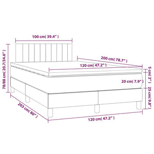 Κρεβάτι Boxspring με Στρώμα Σκούρο Μπλε 120x200 εκ. Βελούδινο