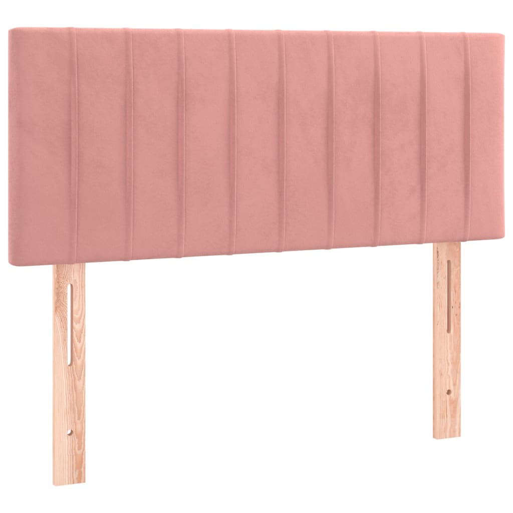 Κρεβάτι Boxspring με Στρώμα Ροζ 120x200 εκ. Βελούδινο