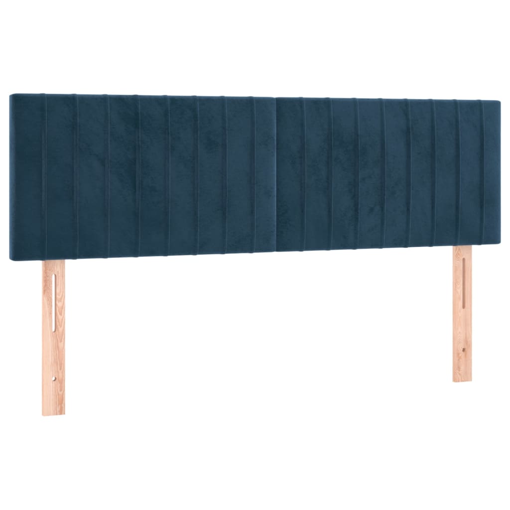 Κρεβάτι Boxspring με Στρώμα Σκούρο Μπλε 140x190 εκ. Βελούδινο